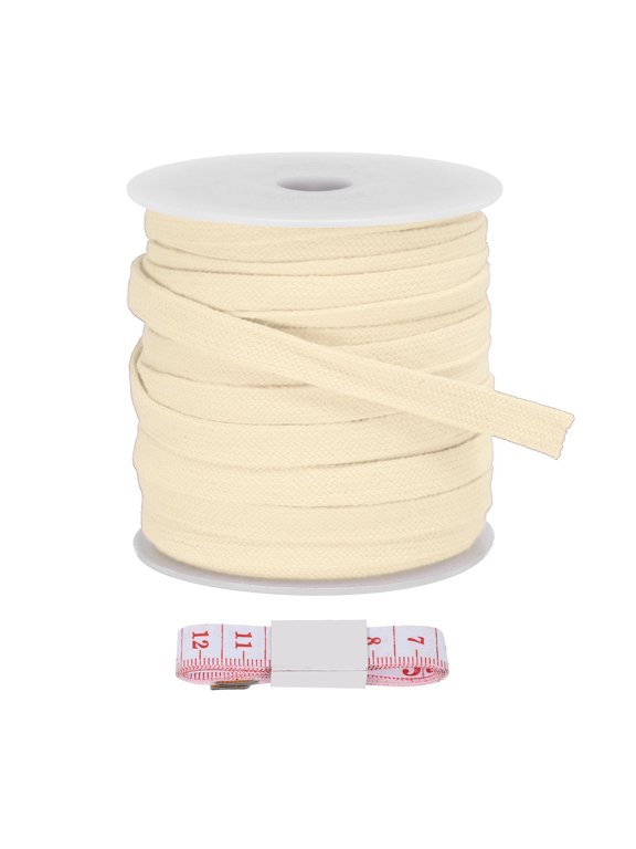 Flat Drawstring Cord Replacement Soft Cotton Hoodie String Cords Cream 12mm x 22 Yd
