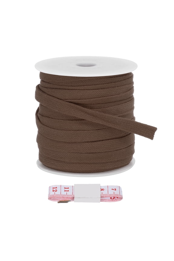 Flat Drawstring Cord Replacement Soft Cotton Hoodie String Cords Dark Brown 10mm x 27 Yd