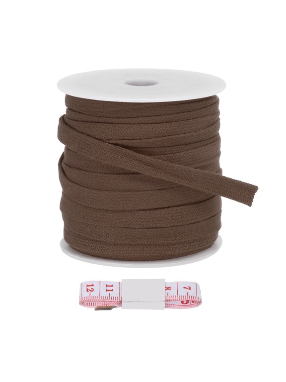 Flat Drawstring Cord Replacement Soft Cotton Hoodie String Cords Dark Brown 12mm x 22 Yd