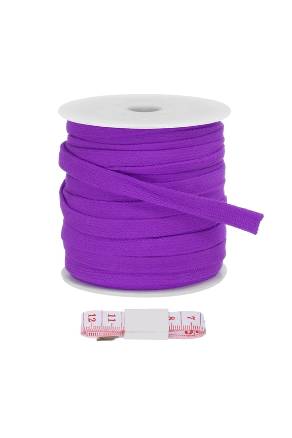 Flat Drawstring Cord Replacement Soft Cotton Hoodie String Cords Purple 12mm x 22 Yd