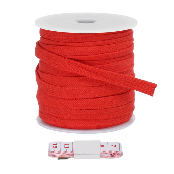 Uxcell Flat Drawstring Cord Replacement Soft Cotton Hoodie String Cords Red 10mm x 27 Yd