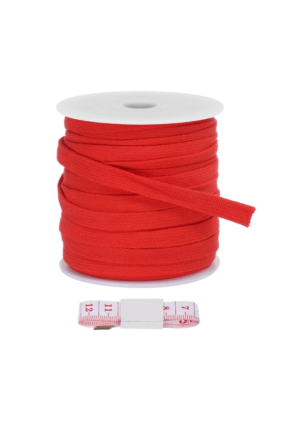 Flat Drawstring Cord Replacement Soft Cotton Hoodie String Cords Red 10mm x 27 Yd