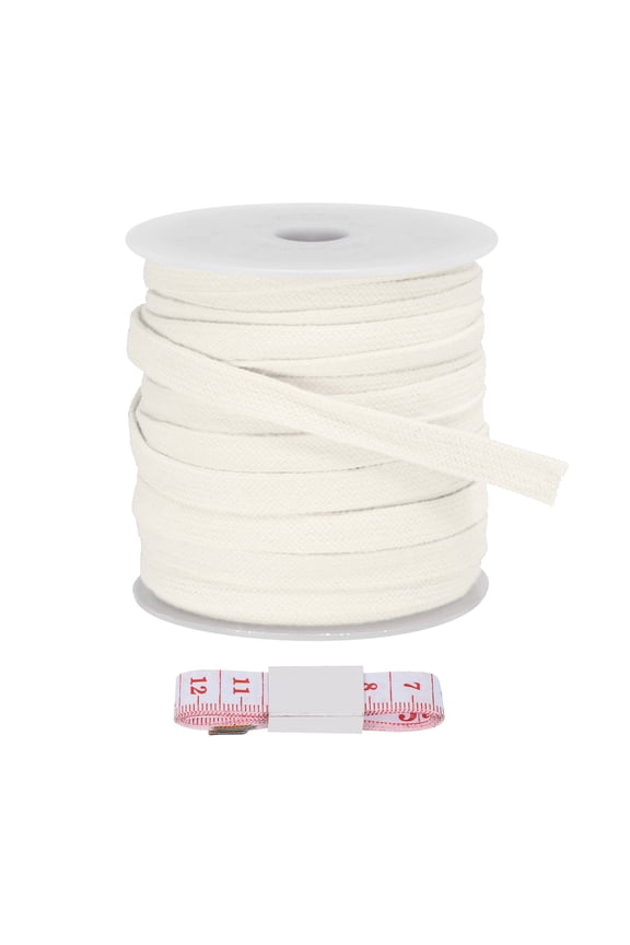Flat Drawstring Cord Replacement Soft Cotton Hoodie String Cords White 10mm x 27 Yd