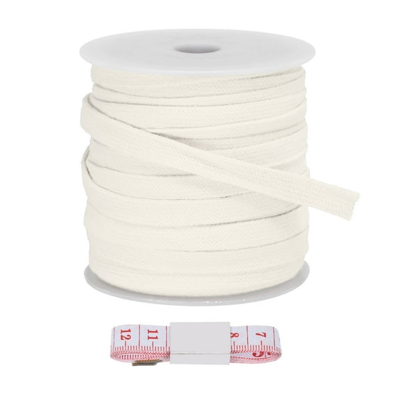 Uxcell Flat Drawstring Cord Replacement Soft Cotton Hoodie String Cords White 12mm x 22 Yd