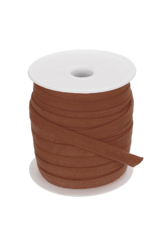 Flat Drawstring Cord, Soft Cotton Draw String Replacement Rope Roll for Hoodie Sweatpants Shorts Strap Garment Brown 20 Yard  0.5 inch