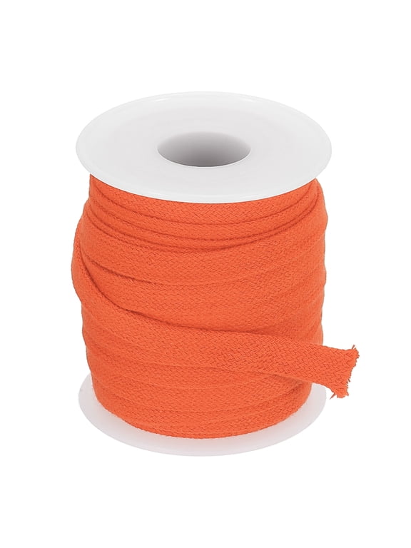 Flat Drawstring Cord, Soft Cotton Draw String Replacement Rope Roll for Hoodie Sweatpants Shorts Strap Garment Orange 10 Yard 0.4 inch