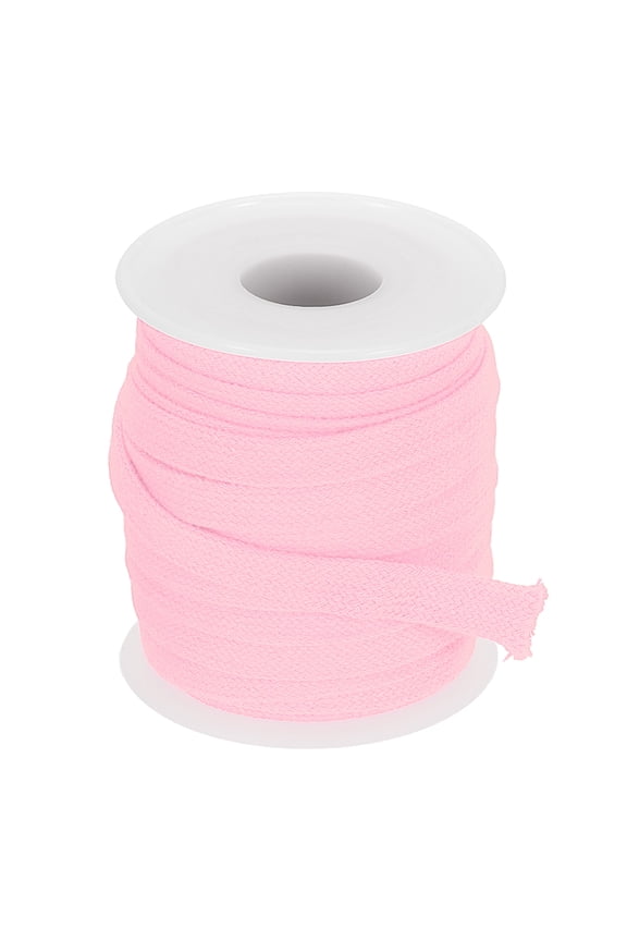 Flat Drawstring Cord, Soft Cotton Draw String Replacement Rope Roll for Hoodie Sweatpants Shorts Strap Garment Pink 10 Yard  0.4 inch