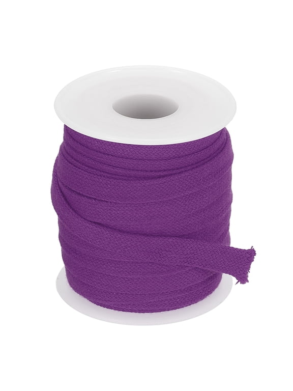 Flat Drawstring Cord, Soft Cotton Draw String Replacement Rope Roll for Hoodie Sweatpants Shorts Strap Garment Purple 10 Yard 0.4 inch