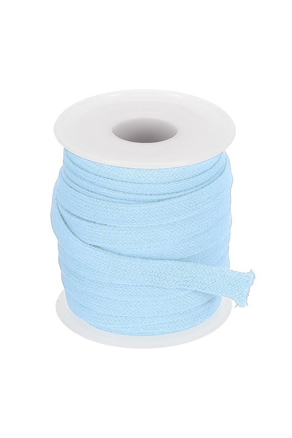 Flat Drawstring Cord, Soft Cotton Draw String Replacement Rope Roll for Hoodie Sweatpants Shorts Strap Garment Sky Blue 10 Yard  0.4 inch