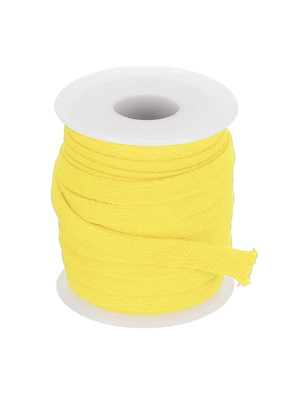 Flat Drawstring Cord, Soft Cotton Draw String Replacement Rope Roll for Hoodie Sweatpants Shorts Strap Garment Yellow 10 Yard 0.4 inch