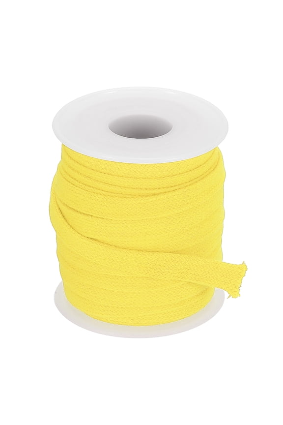 Flat Drawstring Cord, Soft Cotton Draw String Replacement Rope Roll for Hoodie Sweatpants Shorts Strap Garment Yellow 10 Yard 0.4 inch