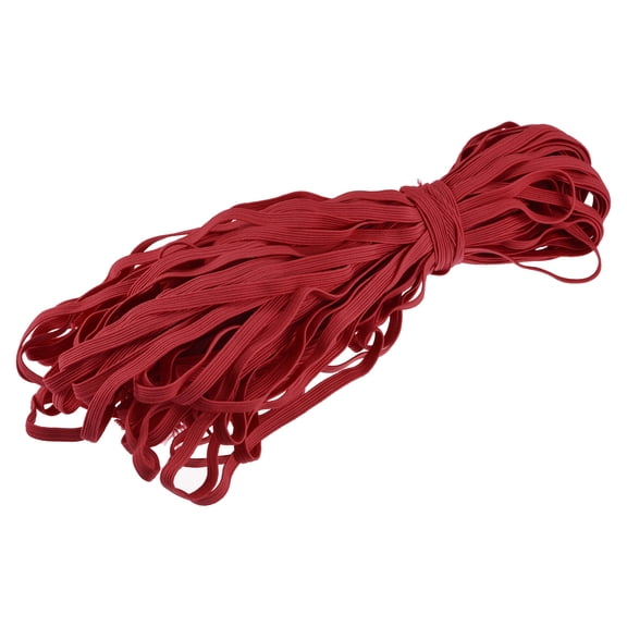 Uxcell Flat Elastic Band for Sewing 1/4" x 33 Yards Red Braided Stretch Strap Cord Rope for Wigs Crafts