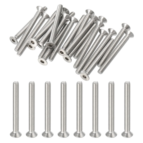 Uxcell Flat Head Socket Cap Screws 304 Stainless Steel Flat Countersunk Bolts Hex Socket Drive Machine Screws #10-32 x 2 Inch 20
