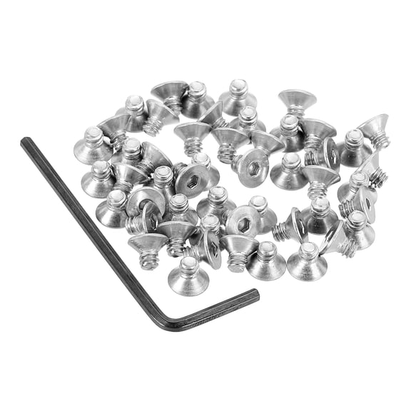 Uxcell Flat Head Socket Cap Screws Countersunk Bolts Head Machine Screws 304 Stainless Steel (18-8) UNC Socket Drive Bolt Fasteners for Industry Machinery Household #6-32 x 3/16" 50