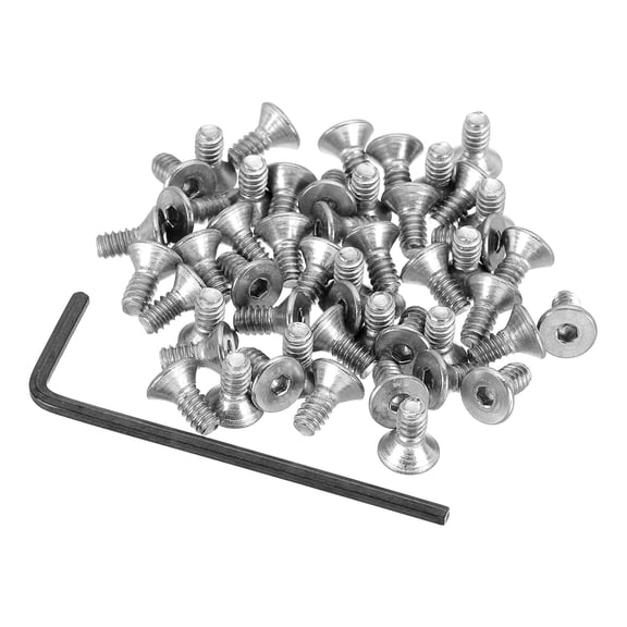 Uxcell Flat Head Socket Cap Screws Countersunk Bolts Head Machine Screws 304 Stainless Steel (18-8) UNC Socket Drive Bolt Fasteners for Industry Machinery Household #6-32 x 5/16" 50
