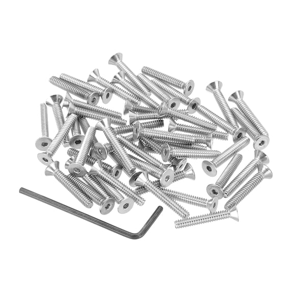 Uxcell Flat Head Socket Cap Screws Countersunk Bolts Head Machine Screws 304 Stainless Steel (18-8) UNC Socket Drive Bolt Fasteners for Industry Machinery Household #6-32 x 7/8" 50