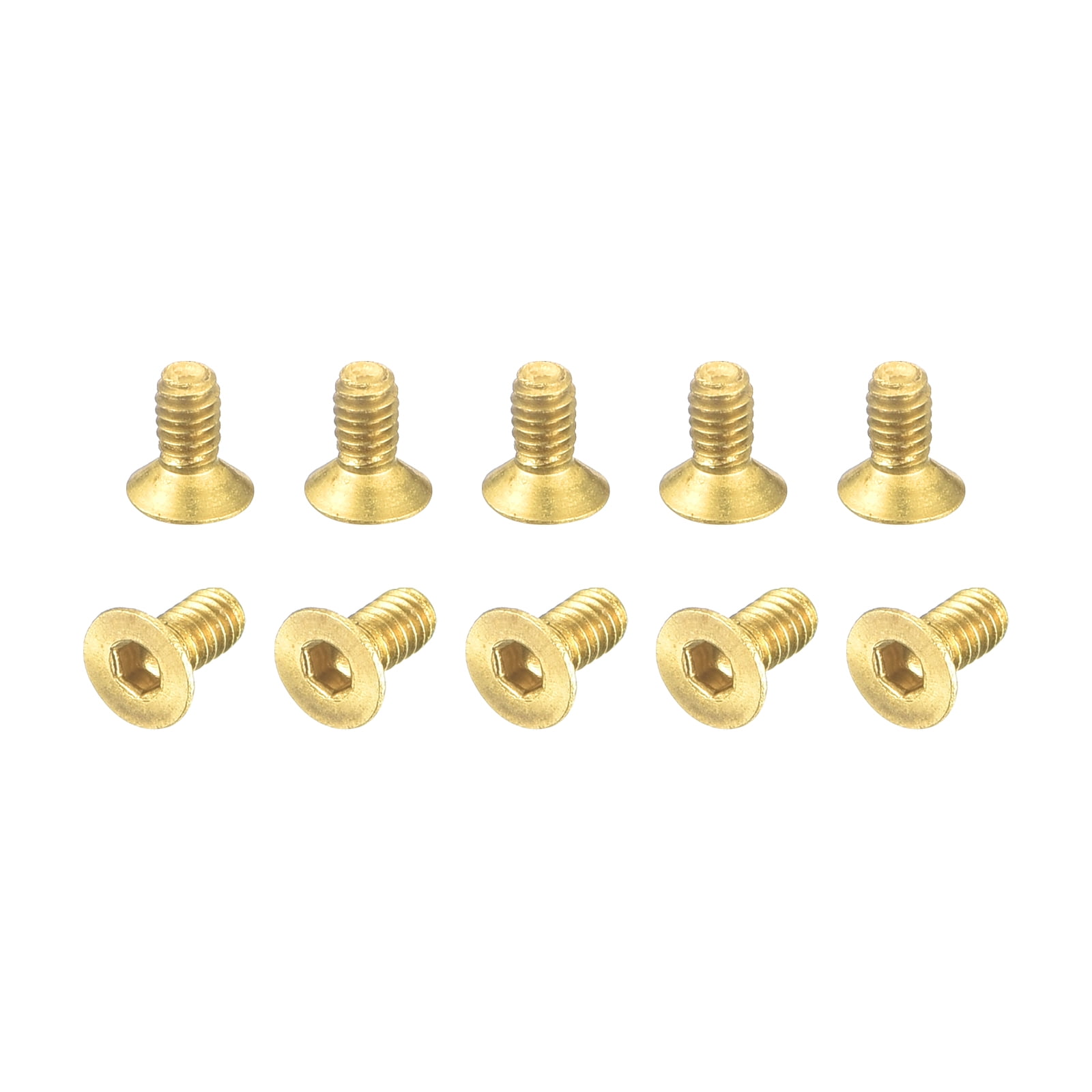 Uxcell M3-0.5x5mm Brass Flat Head Socket Cap Screws - 12-Pack Inner Hex Drive Bolts