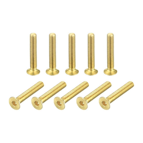 Uxcell Flat Head Socket Cap Screws, M2.5-0.45 x 16mm Brass Inner Hex Drive Fasteners Bolts 48 Pack