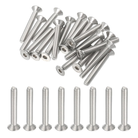 Uxcell 20Pcs #10-24 x 1-3/8" 304 Stainless Steel Flat Countersunk Head Socket Cap Screw