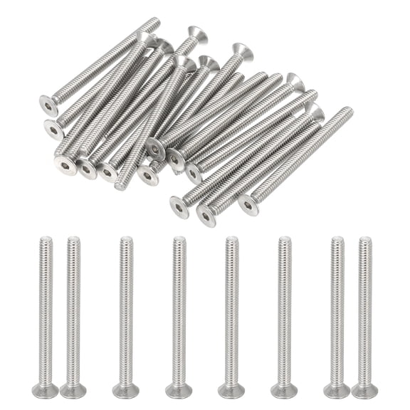Uxcell Flat Head Socket Cap Screws Stainless Steel Flat Countersunk Bolts Hex Socket Drive Machine Screws Full Thread #8-32 x 2 Inch 20