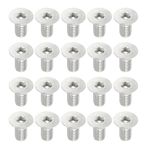 Uxcell 20Pcs M6 x 12mm Flat Countersunk Head Socket Cap Stainless Steel Machine Screw