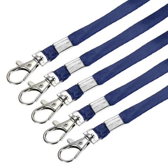 Uxcell Flat Lanyards, Neck Strap Swivel Hook Name Tag Badge Holder Navy Blue 5 Pack