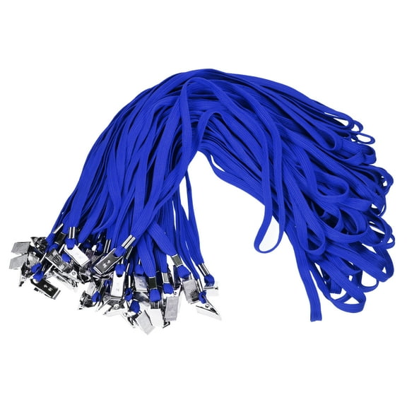 Uxcell 50Pcs Flat Lanyards with Clip Neck for ID Card Name Tags Badge Holders Blue
