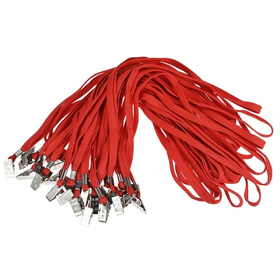 Uxcell Flat Lanyards with Clip Neck ID Card Badge Holder Red
