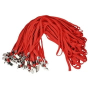 Uxcell 50Pcs Flat Lanyards with Clip Neck for ID Card Name Tags Badge Holders Red