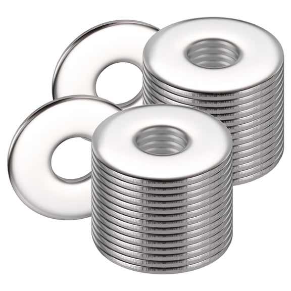 Uxcell Flat Large Fender Washers Hardware, 304 Stainless Steel M6 X 18mm OD x 1.6mm Thick - 30Pcs Metal Repair Washer for Makers Bolt, Screws, Automotive, DIY Projects