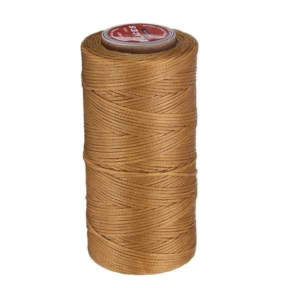 Uxcell Flat Leather Sewing Waxed Thread, 140m / 153 Yards Polyester Wax String, 300D Wax Stitching Cord for Leather Crafts, Light brown