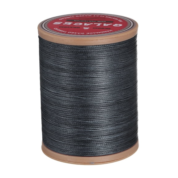Uxcell Flat Leather Sewing Waxed Thread, 190m / 208 Yards Polyester Wax String, 100D Wax Stitching Cord for Leather Crafts, Dark Gray