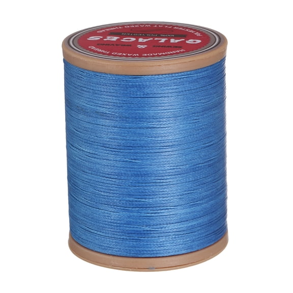 Uxcell Flat Leather Sewing Waxed Thread, 190m / 208 Yards Polyester Wax String, 100D Wax Stitching Cord for Leather Crafts, Navy Blue