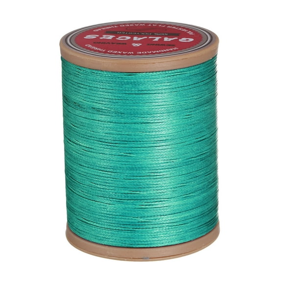 Uxcell Flat Leather Sewing Waxed Thread, 190m / 208 Yards Polyester Wax String, 100D Wax Stitching Cord for Leather Crafts, Peacock green