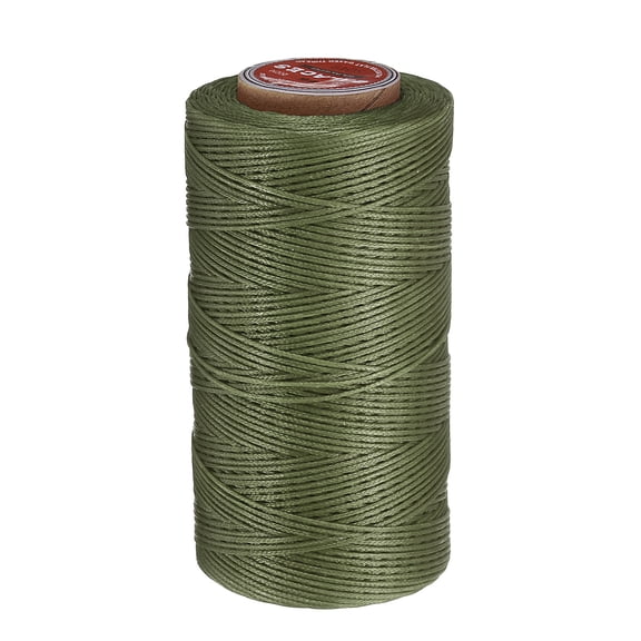 Uxcell Flat Leather Sewing Waxed Thread, 200m / 219 Yards Polyester Wax String, 210D Wax Stitching Cord for Leather Crafts, Grass Green