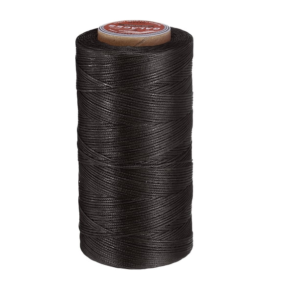 Uxcell Flat Leather Sewing Waxed Thread, 270m / 295 Yards Polyester Wax String, 150D Wax Stitching Cord for Leather Crafts, Dark brown