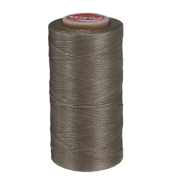 Uxcell Flat Leather Sewing Waxed Thread, 270m / 295 Yards Polyester Wax String, 150D Wax Stitching Cord for Leather Crafts, Gray brown