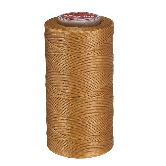 Uxcell Flat Leather Sewing Waxed Thread, 270m / 295 Yards Polyester Wax String, 150D Wax Stitching Cord for Leather Crafts, Light brown