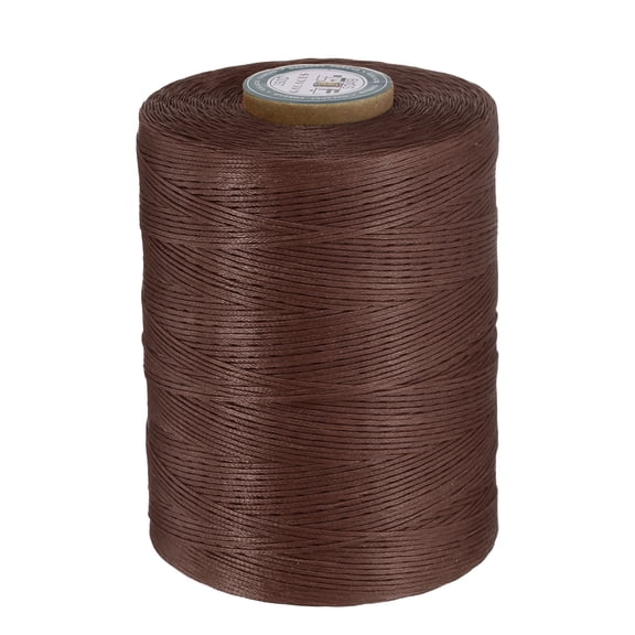 Uxcell Flat Leather Sewing Waxed Thread, 780m / 853 Yards Wax Polyester String, 0.8mm Waxed Cord for Crafts, Dark Brown