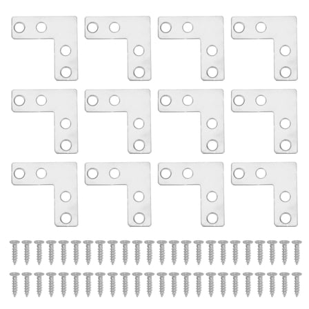 Uxcell Flat Mending Plate, Stainless Steel L-Shape Bracket for Shelves 1.6"x0.6" 12