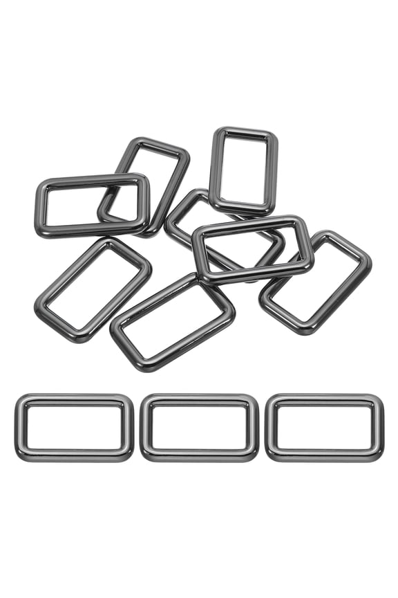 Flat Metal Rectangle Rings Buckle 1-1/4" / 32mm, 8 Pcs Square Loop Belt Sliders for Strap Keeper Leathercraft Bag Belt Black