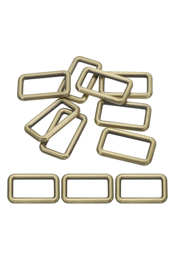 Flat Metal Rectangle Rings Buckle 1-1/4" / 32mm, 8 Pcs Square Loop Belt Sliders for Strap Keeper Leathercraft Bag Belt Bronze