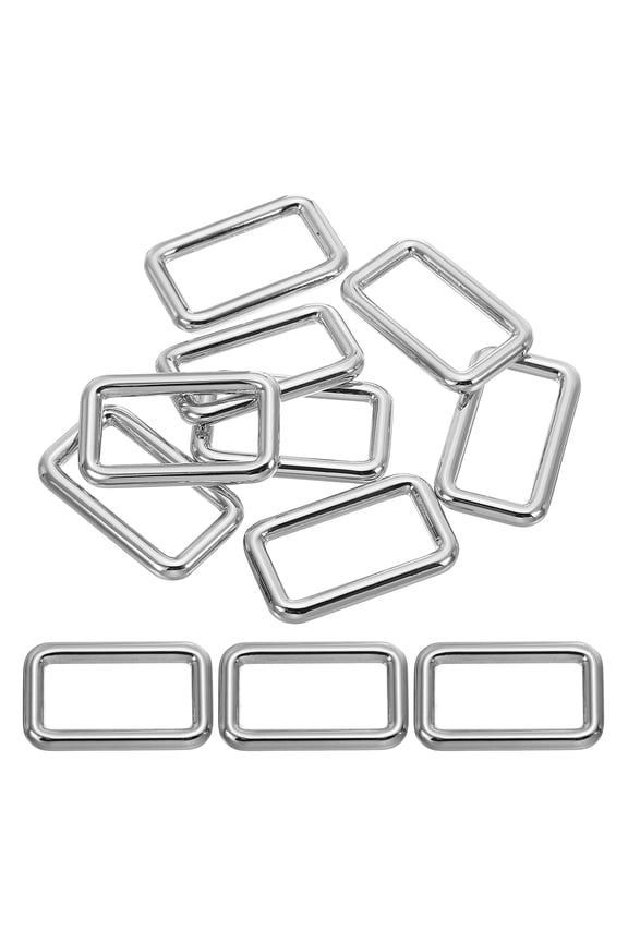 Flat Metal Rectangle Rings Buckle 1-1/4" / 32mm, 8 Pcs Square Loop Belt Sliders for Strap Keeper Leathercraft Bag Belt Silver