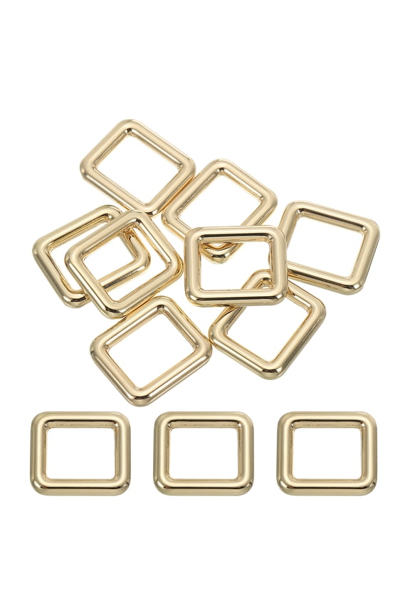 Flat Metal Rectangle Rings Buckle 3/4" / 19mm, 8 Pcs Square Loop Belt Sliders for Strap Keeper Leathercraft Bag Belt Light Golden