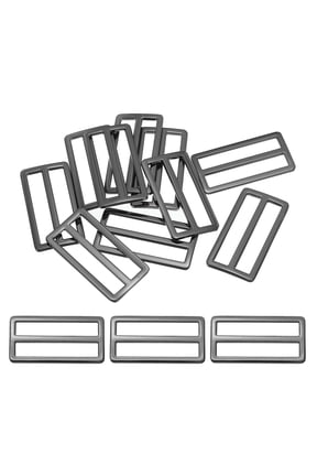 Flat Metal Slide Buckle 2 Inch / 50mm, 10 Pcs Tri-glide Sliders Webbing Strap Belt Adjuster Black