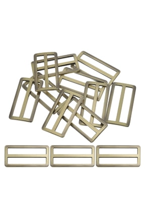 Flat Metal Slide Buckle 2 Inch / 50mm, 10 Pcs Tri-glide Sliders Webbing Strap Belt Adjuster Bronze