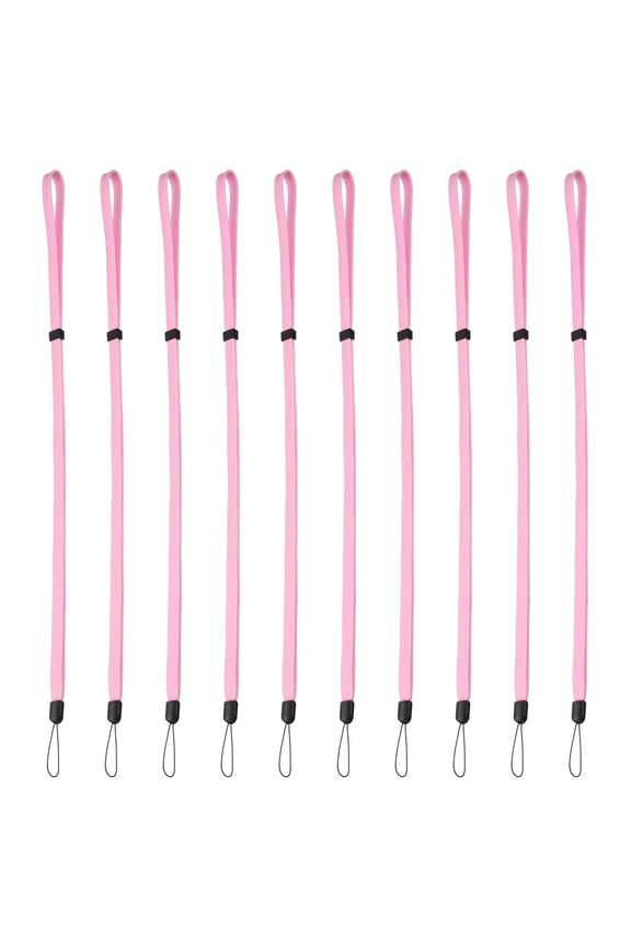 Flat Neck Lanyard Adjustable, 10 Pcs Neck Strap Lanyard, Long Thin Keychain String Wristlet Straps for Cell Phone Key, Pink