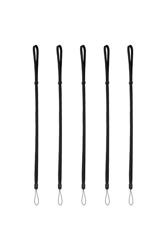 Flat Neck Lanyard Adjustable, 5 Pcs Neck Strap Lanyard, Long Thin Keychain String Wristlet Straps for Cell Phone Key, Black