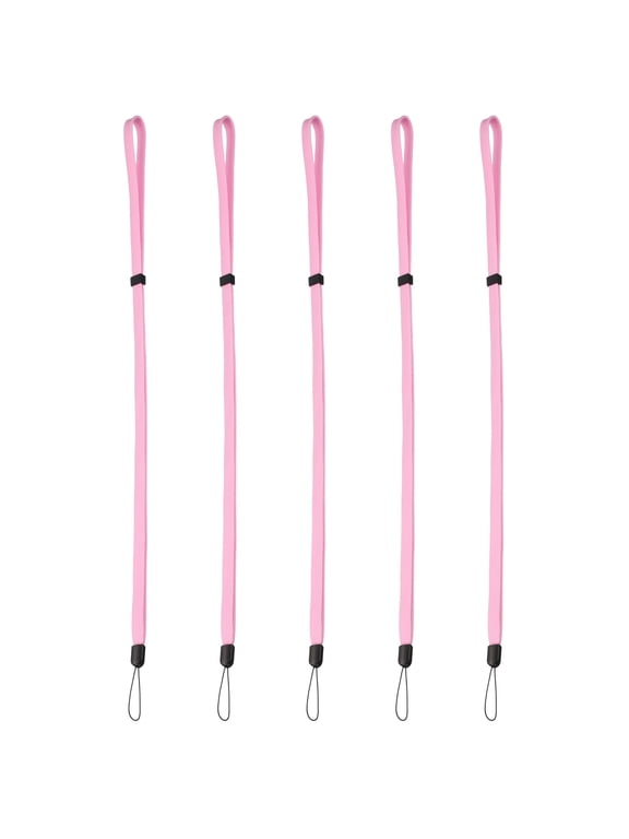 Flat Neck Lanyard Adjustable, 5 Pcs Neck Strap Lanyard, Long Thin Keychain String Wristlet Straps for Cell Phone Key, Pink