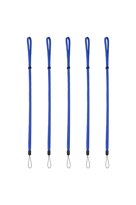 Flat Neck Lanyard Adjustable, 5 Pcs Neck Strap Lanyard, Long Thin Keychain String Wristlet Straps for Cell Phone Key, Sapphire Blue